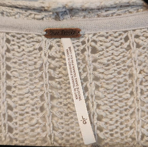 FREE PEOPLE Light Gray Sunset Drive Open Knit Oversized Long Line Cardigan Large - Picture 7 of 9